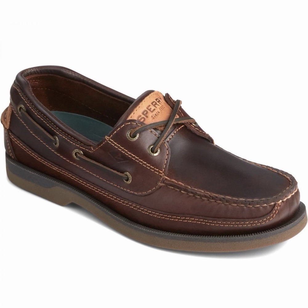 Sperry Men's Mako 2-Eye Canoe Moc Boat Shoes, Amaretto Men's Size 11 MSRP $130